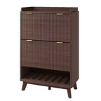Meuble de rangement pour chaussures avec 2 tiroirs à rabat, meuble de rangement pour chaussures dissimulé sur pied, meuble à chaussures étroit en bois pour couloir et salon