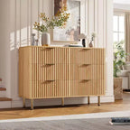 47.2 Wide 6-Drawer Dresser, Modern Fluted Chest of Drawers with Deep Storage, Long Double Dresser TV Stand for Bedroom, Living Room Organization