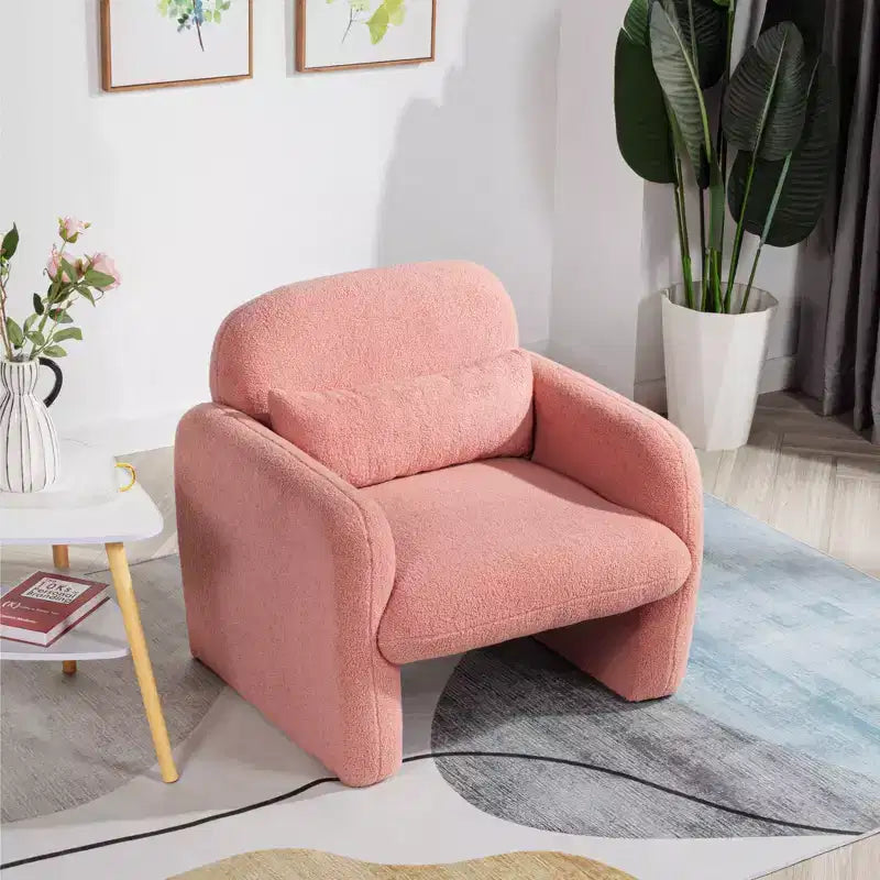 Fauteuil d'appoint moderne TUYOHW avec revêtement en molleton Teddy, fauteuil de salon individuel avec oreiller, pour salon, chambre à coucher, bureau