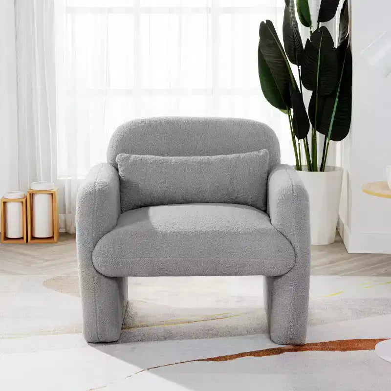 Fauteuil d'appoint moderne TUYOHW avec revêtement en molleton Teddy, fauteuil de salon individuel avec oreiller, pour salon, chambre à coucher, bureau
