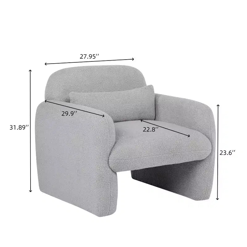 Fauteuil d'appoint moderne TUYOHW avec revêtement en molleton Teddy, fauteuil de salon individuel avec oreiller, pour salon, chambre à coucher, bureau