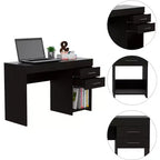 TUYOHW 47.2 Bureau d'ordinateur, Bureau d'étude moderne avec étagère inférieure ouverte, Deux tiroirs, Bureau d'ordinateur pour l'étude, le bureau à domicile, les petits espaces, Noir