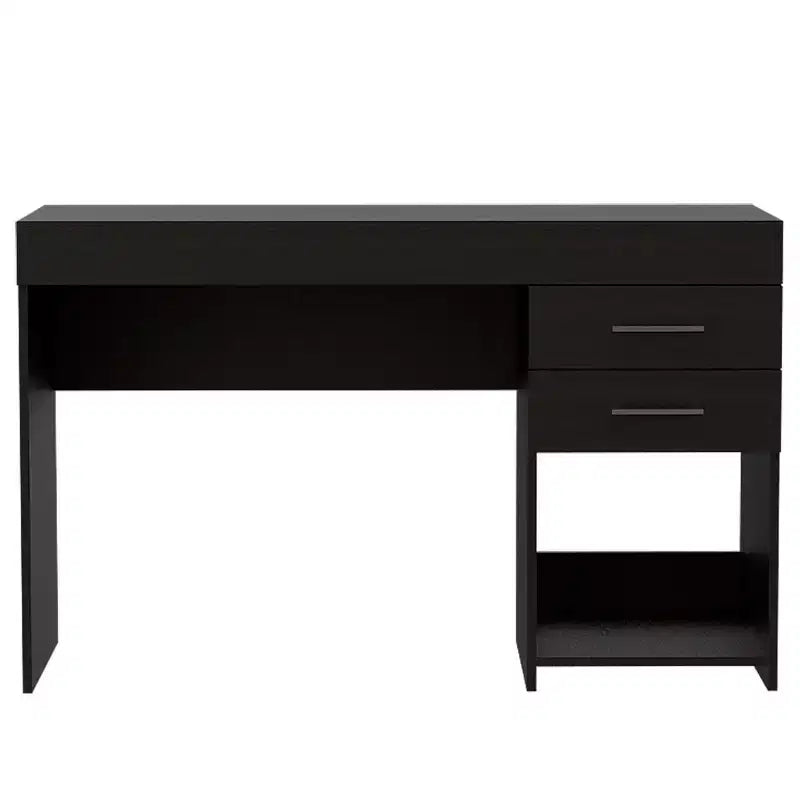 TUYOHW 47.2 Bureau d'ordinateur, Bureau d'étude moderne avec étagère inférieure ouverte, Deux tiroirs, Bureau d'ordinateur pour l'étude, le bureau à domicile, les petits espaces, Noir