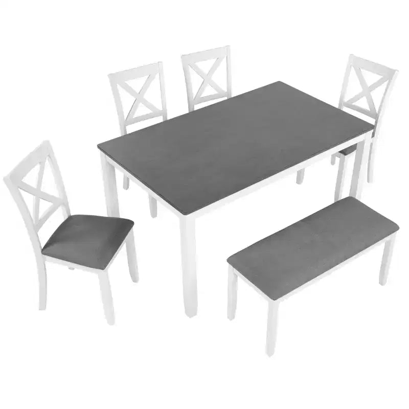 sumyeg Ensemble de salle à manger 6 pièces avec banc et 4 chaises pour cuisine ou salle à manger
