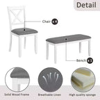 sumyeg Ensemble de salle à manger 6 pièces avec banc et 4 chaises pour cuisine ou salle à manger