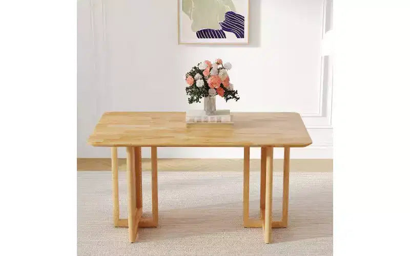 Table de cuisine en bois massif TUYOHW avec pieds antidérapants, table à manger pour 4 personnes, table en bois pour salon, design imitation texture de vigne, marron