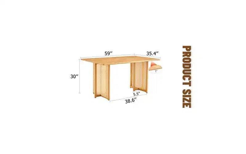 Table de cuisine en bois massif TUYOHW avec pieds antidérapants, table à manger pour 4 personnes, table en bois pour salon, design imitation texture de vigne, marron