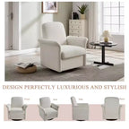 TUYOHW Fauteuil d'appoint pivotant moderne avec base en bois, fauteuil lounge avec accoudoirs courbés, fauteuil simple pour salon, chambre à coucher