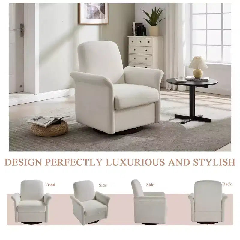 TUYOHW Fauteuil d'appoint pivotant moderne avec base en bois, fauteuil lounge avec accoudoirs courbés, fauteuil simple pour salon, chambre à coucher