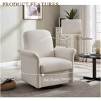 TUYOHW Fauteuil d'appoint pivotant moderne avec base en bois, fauteuil lounge avec accoudoirs courbés, fauteuil simple pour salon, chambre à coucher