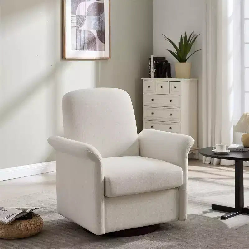 TUYOHW Fauteuil d'appoint pivotant moderne avec base en bois, fauteuil lounge avec accoudoirs courbés, fauteuil simple pour salon, chambre à coucher