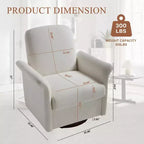 TUYOHW Fauteuil d'appoint pivotant moderne avec base en bois, fauteuil lounge avec accoudoirs courbés, fauteuil simple pour salon, chambre à coucher