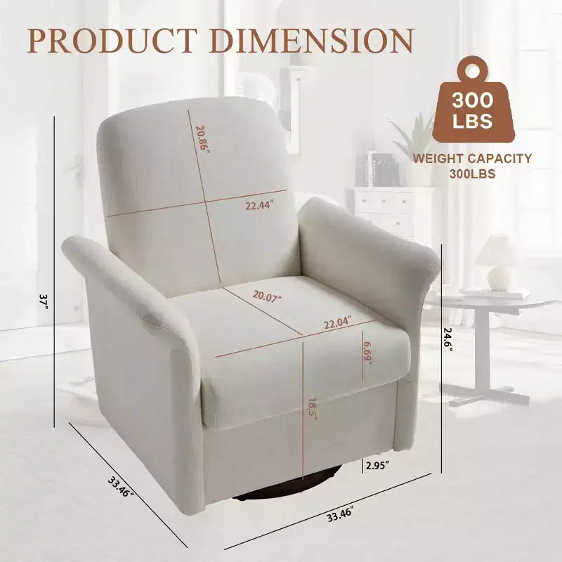 TUYOHW Fauteuil d'appoint pivotant moderne avec base en bois, fauteuil lounge avec accoudoirs courbés, fauteuil simple pour salon, chambre à coucher
