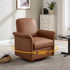 TUYOHW Fauteuil d'appoint pivotant moderne avec base en bois, fauteuil lounge avec accoudoirs courbés, fauteuil simple pour salon, chambre à coucher