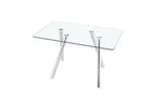 Table à manger TUYOHW en verre trempé avec pieds en métal, table de cuisine rectangulaire de 130 cm avec coins arrondis, table minimaliste pour salon et salle à manger