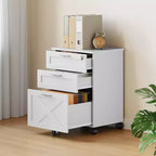 Meuble de classement en bois avec serrure, classeur mobile sous le bureau sur roulettes, compatible A4/lettre, tiroir de rangement roulant, organisateur multifonctionnel