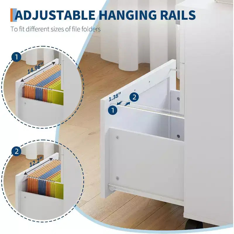 Meuble de classement en bois avec serrure, classeur mobile sous le bureau sur roulettes, compatible A4/lettre, tiroir de rangement roulant, organisateur multifonctionnel