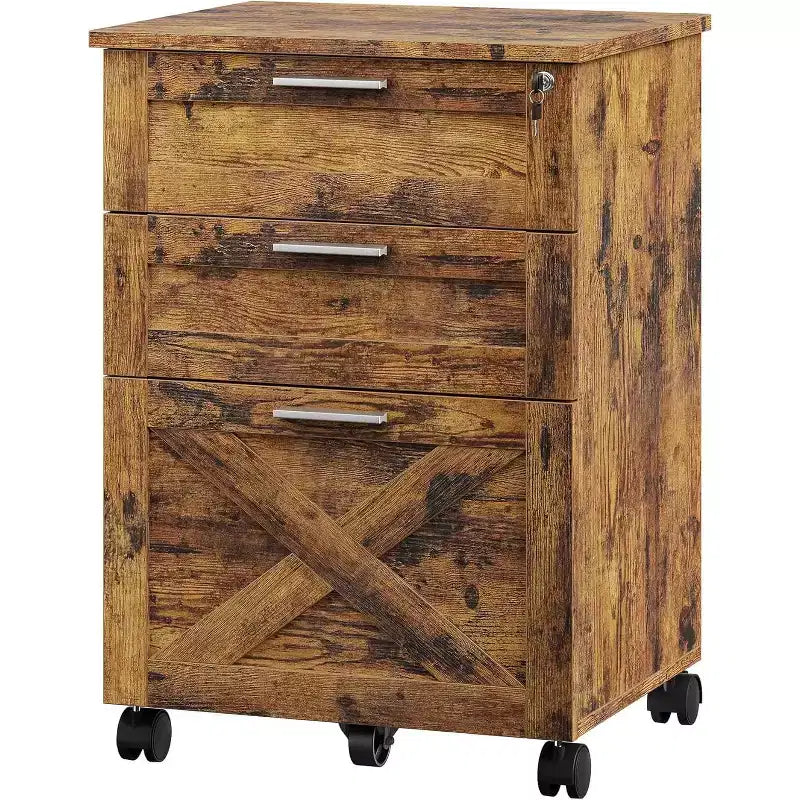 Meuble de classement en bois avec serrure, classeur mobile sous le bureau sur roulettes, compatible A4/lettre, tiroir de rangement roulant, organisateur multifonctionnel