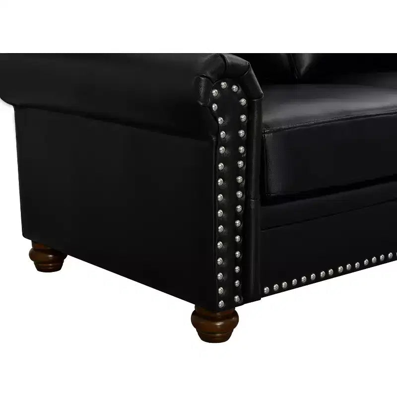 TUYOHW Canapé simple moderne en similicuir de 91 cm avec pieds en bois pour salon, bureau, appartement