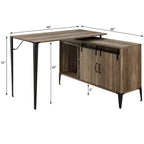 TUYOHW 48 L-Shape Bureau d'angle, Bureau informatique moderne avec rangement porte coulissante de style grange, gestion des câbles, pieds en métal, bureau d'étude pour bureau à domicile