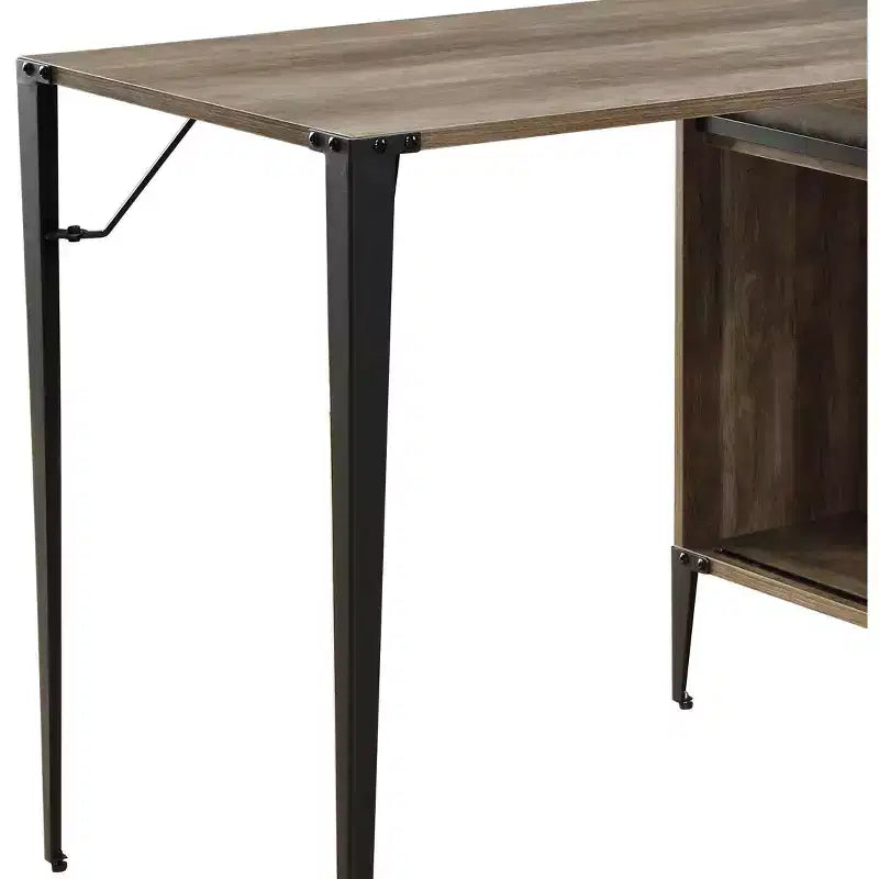 TUYOHW 48 L-Shape Bureau d'angle, Bureau informatique moderne avec rangement porte coulissante de style grange, gestion des câbles, pieds en métal, bureau d'étude pour bureau à domicile