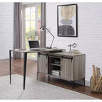 TUYOHW 48 L-Shape Bureau d'angle, Bureau informatique moderne avec rangement porte coulissante de style grange, gestion des câbles, pieds en métal, bureau d'étude pour bureau à domicile
