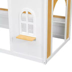 Lit superposé jumeau sur jumeau/double sur double avec étagères de rangement, cadre de lit superposé en bois jumeau/double avec fenêtre et deux portes
