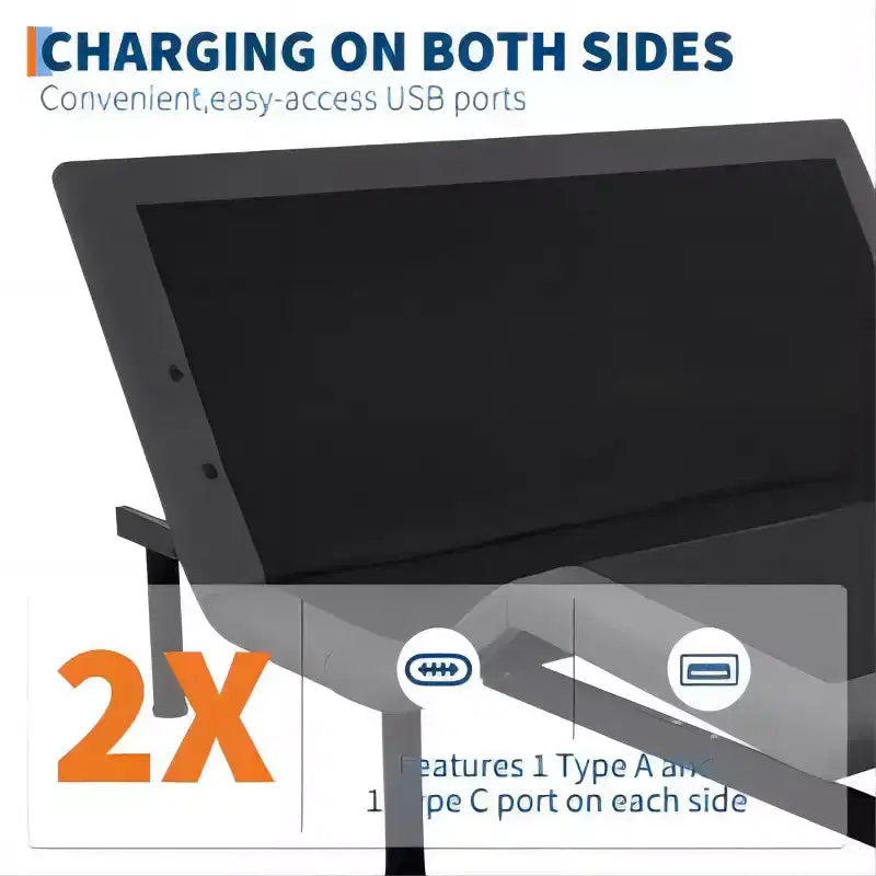 Cadre de lit réglable zéro espace avec télécommande sans fil et massage, montage facile, tête et pieds ajustables, ports USB