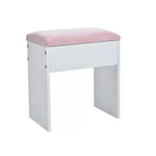 Coiffeuse Whisen, coiffeuse plateau en verre, 6 tiroirs et étagères roses, tabouret