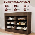Commode à 6 tiroirs pour chambre à coucher, commode en bois cannelé, organisateur de rangement moderne en chêne pour salon, couloir, entrée