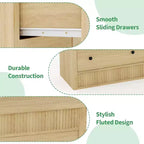 Commode à 6 tiroirs pour chambre à coucher, commode en bois cannelé, organisateur de rangement moderne en chêne pour salon, couloir, entrée