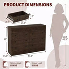 Commode à 6 tiroirs pour chambre à coucher, commode en bois cannelé, organisateur de rangement moderne en chêne pour salon, couloir, entrée