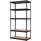 5-Tier Heavy Duty Metal Shelving Unit (30 x 12 x 60, Black) C 2000 lbs Capacity Storage Rack for Garage, Kitchen, Pantry, Basement & Laundry