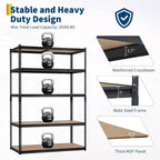 Étagère métallique robuste à 5 niveaux (30 x 12 x 60, noire), capacité de charge de 900 kg, pour garage, cuisine, cellier, sous-sol et buanderie