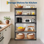 Étagère métallique robuste à 5 niveaux (30 x 12 x 60, noire), capacité de charge de 900 kg, pour garage, cuisine, cellier, sous-sol et buanderie