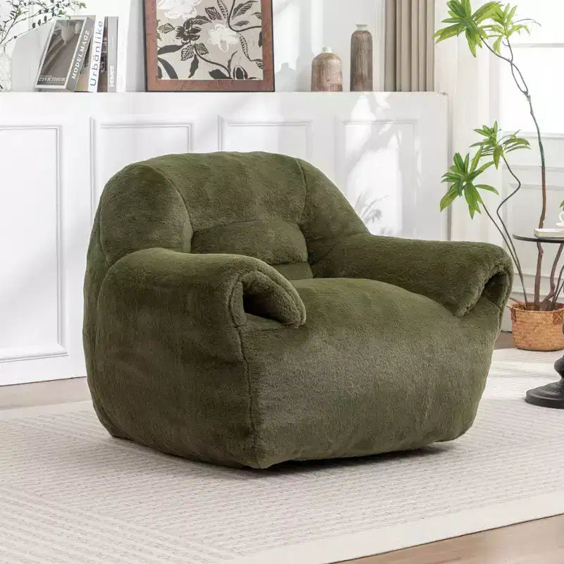 YOSIMFUR Fauteuil poire, Canapé poire confortable avec support dorsal, Fauteuil poire en fausse fourrure pour adultes et enfants, Canapé de sol rembourré
