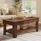Table basse Acekool avec tiroir et étagère de rangement ouverte, grande table de salon en bois, facile à nettoyer, marron/chêne clair