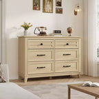 6 Dresser for Bedroom, 47 in Wide Drawer Dresser with Storage Freestanding, Wooden Closet Storage Chest for Living Room, Bedroom, Entryway