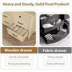 Commode 6 tiroirs pour chambre, commode de 119 cm de large avec rangement autonome, commode de rangement en bois pour salon, chambre, entrée