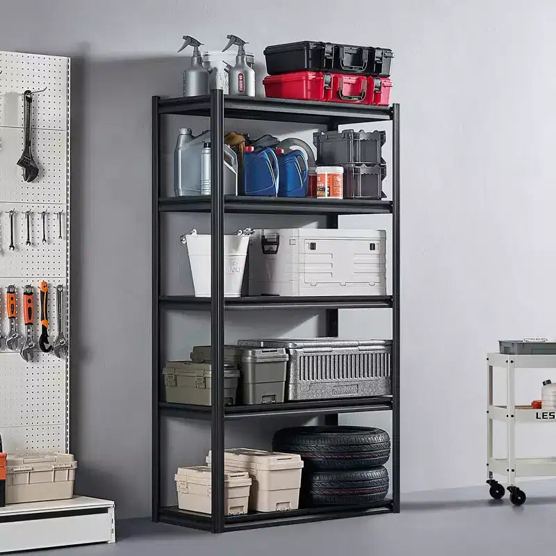 Étagères de Rangement VEVOR, 2000lbs, Étagères de Rangement de Garage à 5 Niveaux, Étagères en Métal Réglables 18 P x 40 L x 72 H pour Garage, Étagère Utilitaire, Noir