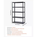Étagères de Rangement VEVOR, 2000lbs, Étagères de Rangement de Garage à 5 Niveaux, Étagères en Métal Réglables 18 P x 40 L x 72 H pour Garage, Étagère Utilitaire, Noir