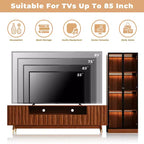 Meuble TV moderne Mid-century en noyer ATJafurn avec rangement et vitrine, Ensemble de meuble de divertissement en bois brun disponible en trois tailles