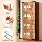 Meuble TV moderne Mid-century en noyer ATJafurn avec rangement et vitrine, Ensemble de meuble de divertissement en bois brun disponible en trois tailles