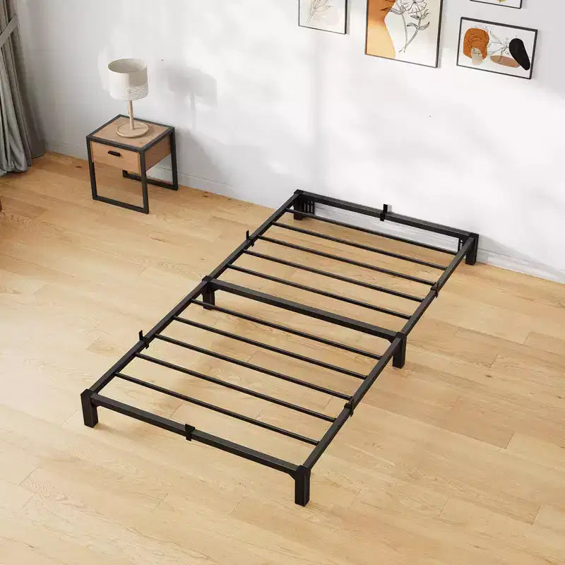 Cadre de lit, Cadre de lit plateforme en métal robuste avec support et pieds en lattes de fer durables, Pas besoin de sommier tapissier, Pas de vis nécessaires