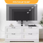 Meuble TV avec support et 4 tiroirs, meuble TV en bois pour téléviseurs jusqu'à 80 pouces, console multimédia réglable pour salon et chambre