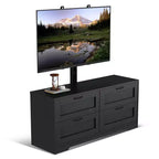 Meuble TV avec support et 4 tiroirs, meuble TV en bois pour téléviseurs jusqu'à 80 pouces, console multimédia réglable pour salon et chambre