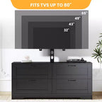 Meuble TV avec support et 4 tiroirs, meuble TV en bois pour téléviseurs jusqu'à 80 pouces, console multimédia réglable pour salon et chambre