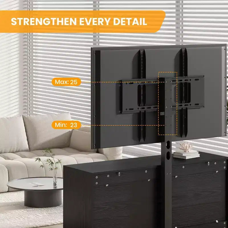 Meuble TV avec support et 4 tiroirs, meuble TV en bois pour téléviseurs jusqu'à 80 pouces, console multimédia réglable pour salon et chambre