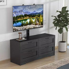 Meuble TV avec support et 4 tiroirs, meuble TV en bois pour téléviseurs jusqu'à 80 pouces, console multimédia réglable pour salon et chambre