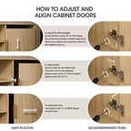 Meuble TV à porte tambour de 55 pouces, meuble média en bois de chêne pour TV de 65 pouces, console moderne du milieu du siècle avec bords incurvés et étagères ouvertes